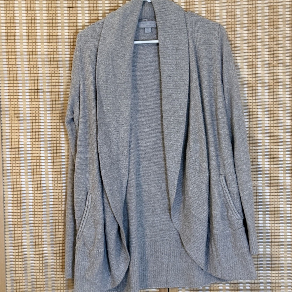 Barefoot Dreams Gray Open-Front Draped Cardigan